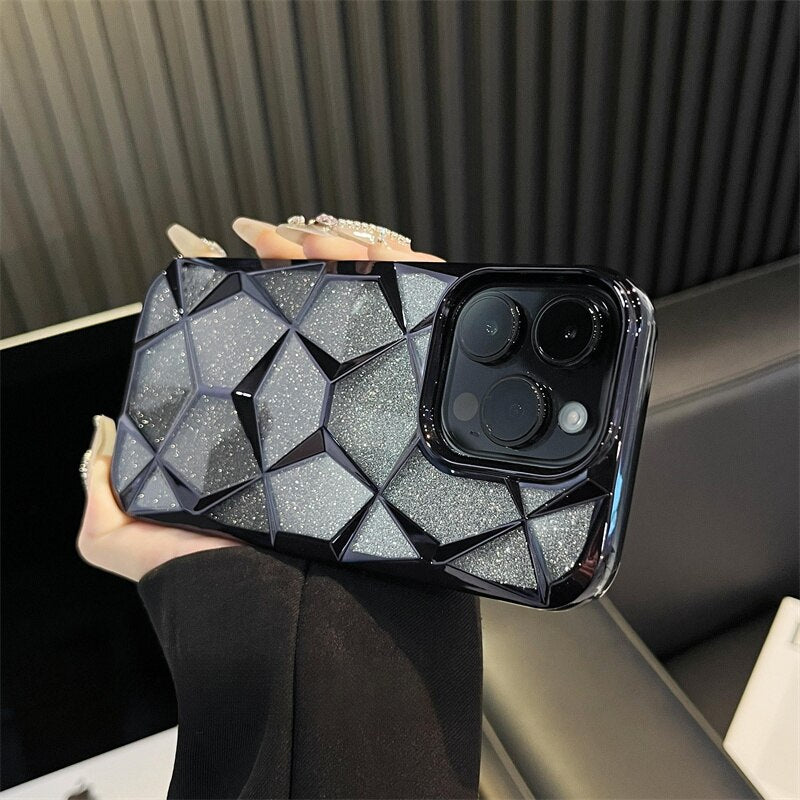 iPhone 15 Series Electroplated Geometric Gradient Bling Case